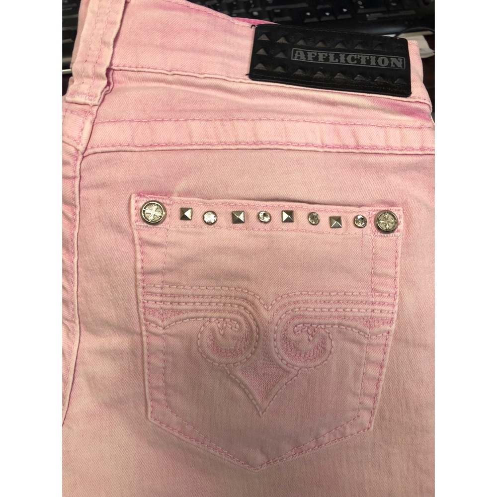 AFFLICTION Women's Denim Jeans Raquel Maxine Pink - Picture 7 of 9